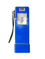 pompa del carburante blu vintage su bianco foto