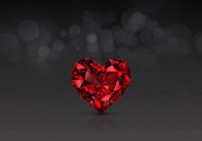 diamante rosso a forma di cuore, sfondo bokeh foto