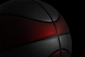 basket nero-rosso su sfondo nero. rendering 3d foto