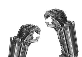 mano di scultura robot realizzata con rottami metallici isolati foto