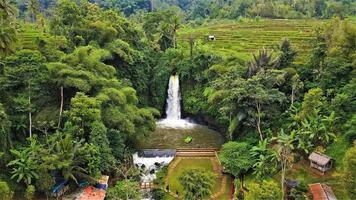 vista aerea, cascata nella foresta tropicale. foto