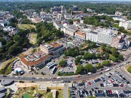 vista aerea e riprese ad alto angolo della migliore spiaggia sabbiosa e della città di Bournemouth dell'Inghilterra, Regno Unito, foto