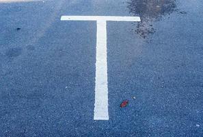 diversi segni e contrassegni dipinti sul frassino di strade e strade. foto