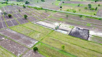 vista aerea di campi verdi e terreni agricoli nelle zone rurali della Thailandia foto