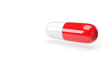 rendering 3d della capsula bianca rossa per contenuto medico. foto