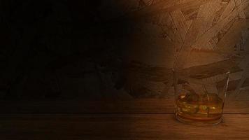 whisky di rendering 3d nell'immagine di vetro. foto