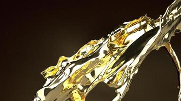 liquido d'oro su rendering 3d nero per sfondo astratto. foto