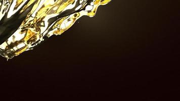 liquido d'oro su rendering 3d nero per sfondo astratto. foto