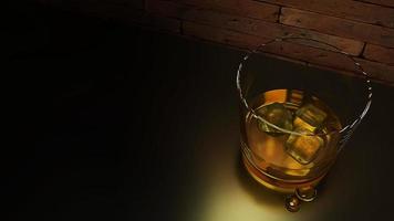 whisky di rendering 3d nell'immagine di vetro. foto