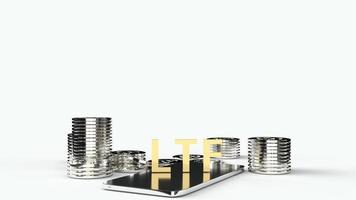 ltf su dispositivi mobili e monete d'oro rendering 3d per contenuti aziendali. foto