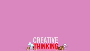 la lampadina e il testo del pensiero creativo per il rendering 3d del contenuto dell'idea foto