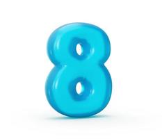 blu gelatina cifra 8 otto isolati su sfondo bianco gelatina alfabeti colorati numeri per bambini illustrazione 3d foto
