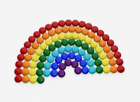 caramelle colorate che fanno arcobaleno su sfondo bianco illustrazione 3d foto