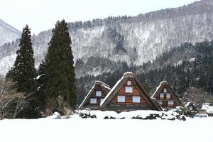 Shirakawa vai alla capanna del villaggio foto