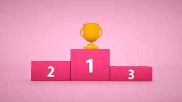 podio del vincitore su sfondo rosa con posto numero. piattaforma dello studio. fase di esposizione e presentazione. foto