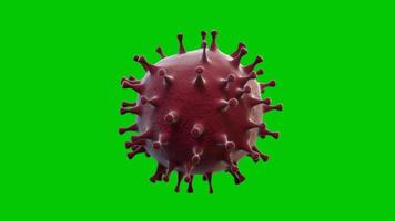 coronavirus covid-19 al video, focolaio di chromakey verde e sfondo dell'influenza dei coronavirus come pericolosi casi di ceppo influenzale come concetto di rischio per la salute medica pandemica con cellula malata come rendering 3d foto