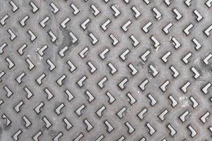 piastra metallica da pavimento con motivo e texture, sfondo grunge, superficie strutturata intemperie foto