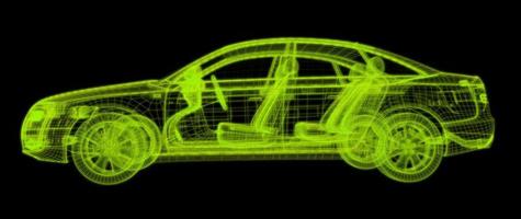 auto con intersezione wireframe con ambiente di interfaccia utente digitale foto