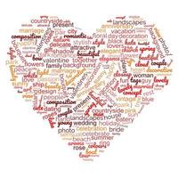 illustrazione di tipografia isolata nuvola di parole d'amore su sfondo bianco. cuore fatto di parole amore. sagoma sagomata per il taglio e adesivo da parete. foto