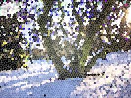 illustrazione digitale rami di alberi ricoperti di neve sullo sfondo del mosaico foto