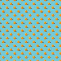 modello senza cuciture di frutta di arance fresche su sfondo blu. design pop art, concetto estivo creativo. foto