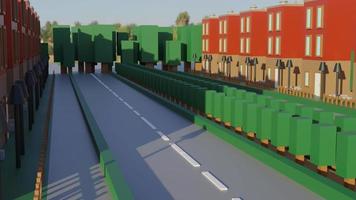 strada con edifici e alberi low poly foto