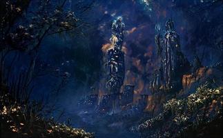 sfondi magici della foresta e delle montagne sito web del gioco mondo fantasy foto