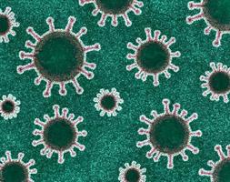 Illustrazione 3d di alcuni virus corona con aura kirlian ed effetti di schizzo foto