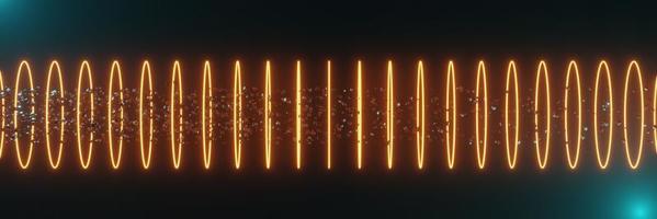 Rendering 3d di luce al neon RGB su sfondo scuro. linee laser astratte mostrano di notte. scena del fascio di spettro ultravioletto foto