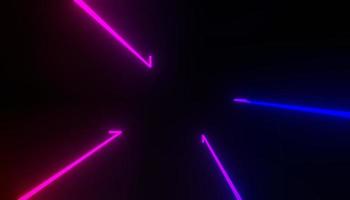 Rendering 3d di luce al neon RGB su sfondo scuro. linee laser astratte mostrano di notte. scena del fascio di spettro ultravioletto foto