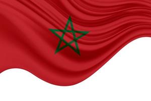 bandiera in tessuto sventolante realistico. introduzione bandiera in tessuto stropicciato del marocco. bandiera del marocco. bandiera del Marocco. bandiere del nord africa. celebrazione. la giornata della bandiera. patrioti. ani realistico foto