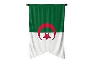 bandiera nazionale dell'algeria sventola bandiera bianca background.algeria della bandiera nazionale sventolante con uno sfondo bianco isolato foto