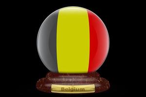 3d bandiera di Belgio su neve globo foto