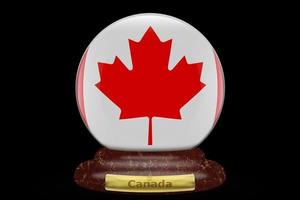 3d bandiera di Canada su neve globo foto