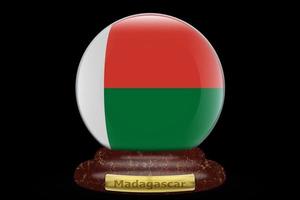 3d bandiera di Madagascar su neve globo foto