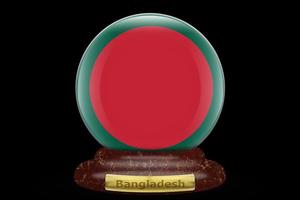 3d bandiera di bangladesh su neve globo foto