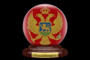3d bandiera di montenegro su neve globo foto