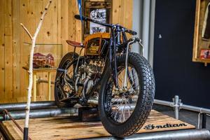 sinsheim, Germania - Mai 2022 moto nera motociclo indiano scout-motore foto