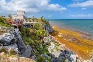 rovine maya a tulum, riviera maya, yucatan, mar caraibico, messico foto