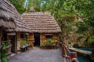 capanna nel tropicale giungla foresta, playa del carmen, Riviera maya, si un'abbronzatura, Messico foto