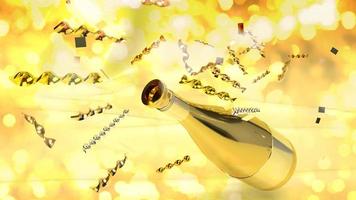 il rendering 3d di champagne d'oro per celebrare il concetto. foto
