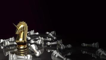 gli scacchi dell'unicorno d'oro per il rendering 3d di contenuti aziendali foto