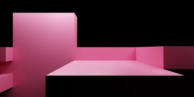 3d interpretazione di vuoto rosa architettura astratto geometrico minimo sfondo. scena per pubblicità, cosmetico Annunci, vetrina, presentazione, tecnologia, moda, studio. illustrazione. Prodotto Schermo foto