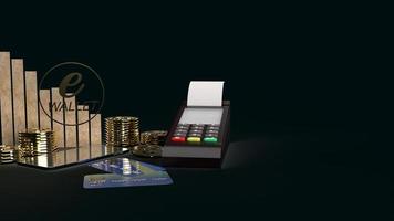 il simbolo mobile e portafoglio e monete d'oro rendering 3d per il concetto di e business. foto
