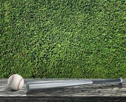 baseball pipistrello e palla su di legno tavolo superiore foto