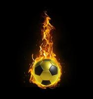 calcio sfera, su fuoco su nero sfondo foto