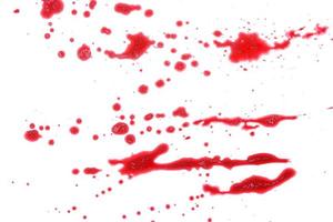 asciutto gocce di rosso sangue isolato su bianca, astratto sfondo foto