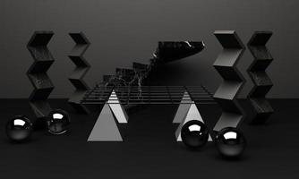nero podio 3d interpretazione Usato per addizionale Prodotto, minimo stile con geometrico forma nel nero colore tono foto