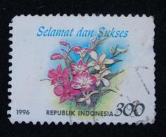 sidoarjo, jawa timor, Indonesia, 2022 - filatelia, un' collezione di francobolli con il tema di gelsomino fiori foto