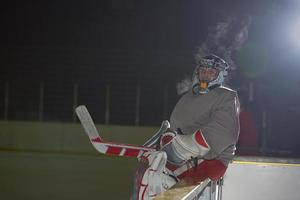 ghiaccio hockey Giocatori su panchina foto